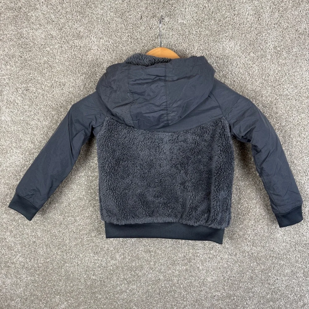 Nike‎ Youth Size 5 Sherpa Fleece Windrunner Hooded Jacket Anthracite Grey